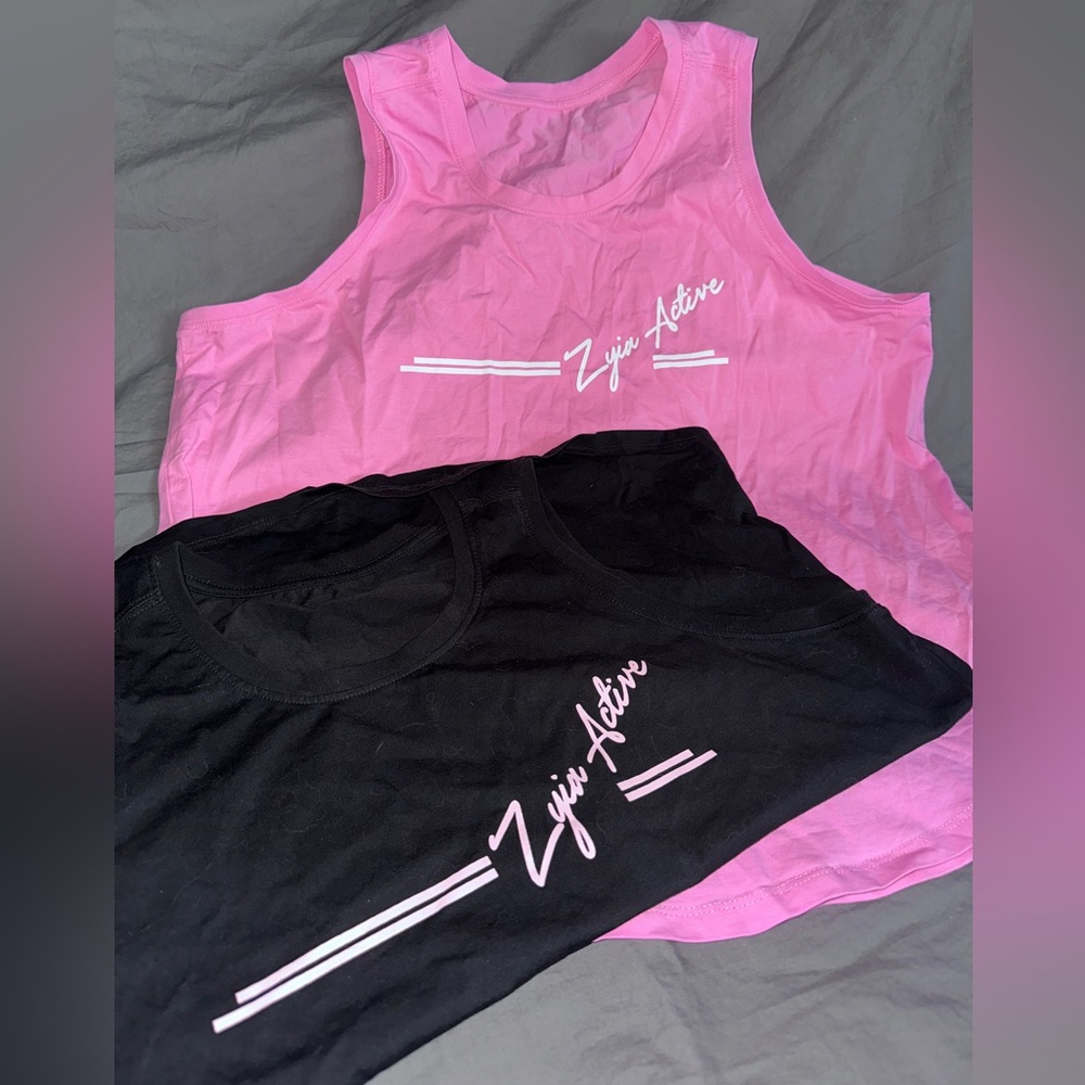 Pink and Black ZYIA Mirage Tank Tops